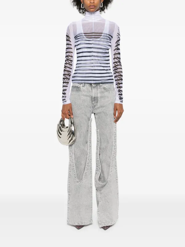 jean paul gaultier FEMME ストライプシャツ 黒×白