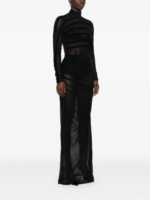 Jean Paul Gaultier Draped Mesh Dress | Black | FARFETCH AO