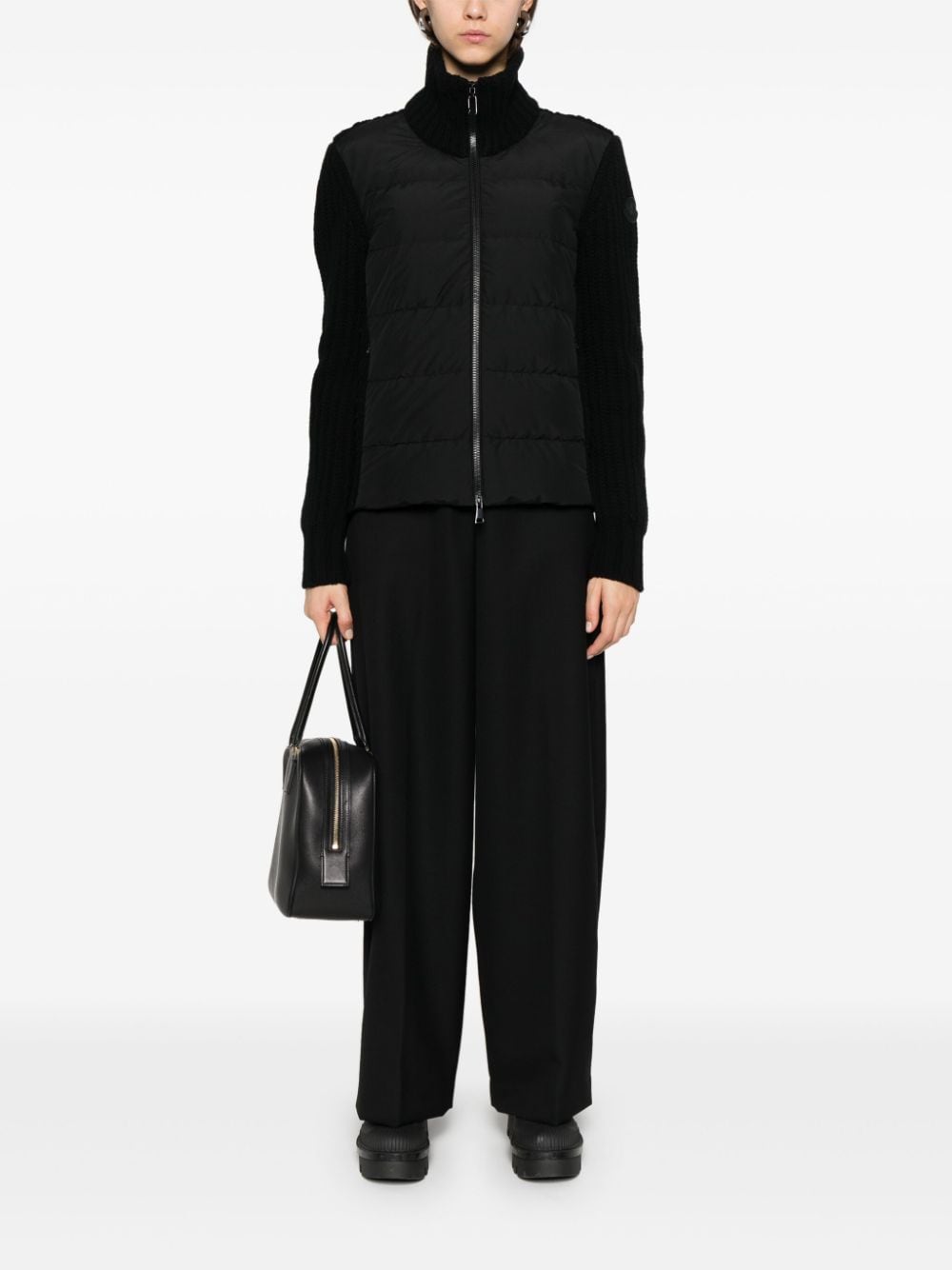 Shop Moncler Padded-panel Cardigan In Black