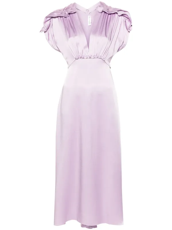 ワンピースその他 Victoria Beckham Petunia-coloured midi dress with ruffles VICTORIA BECKHAM Petunia-Coloured Midi Dress With Ruffles