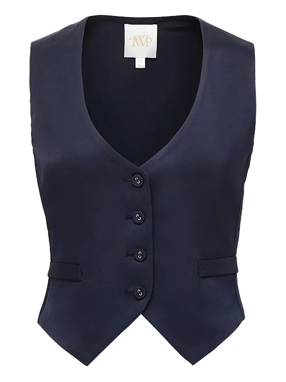 TWP Katherine button-fastening V-neck vest | Blue | Image 1