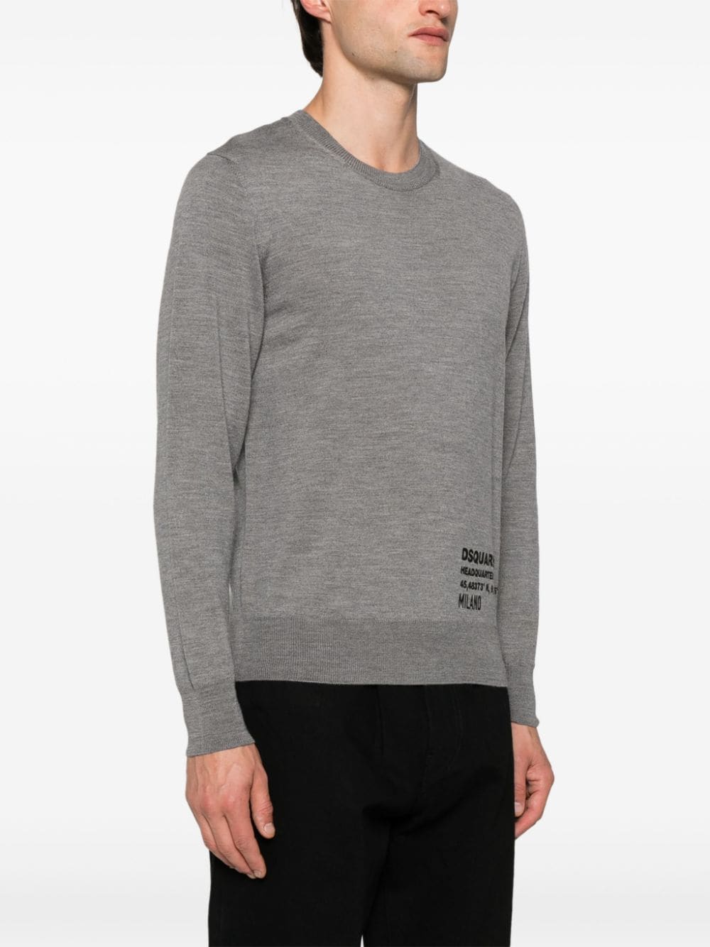 Shop Dsquared2 Logo-print Wool Jumper In Grey