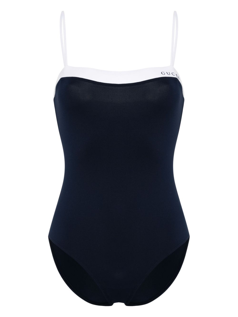 logo-lettering colourblock swimsuit