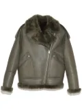 Yves Salomon shearling-lining biker jacket - Green