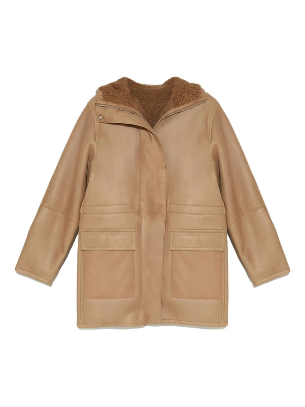 Yves Salomon hooded sheepskin coat | Brown | Image 1