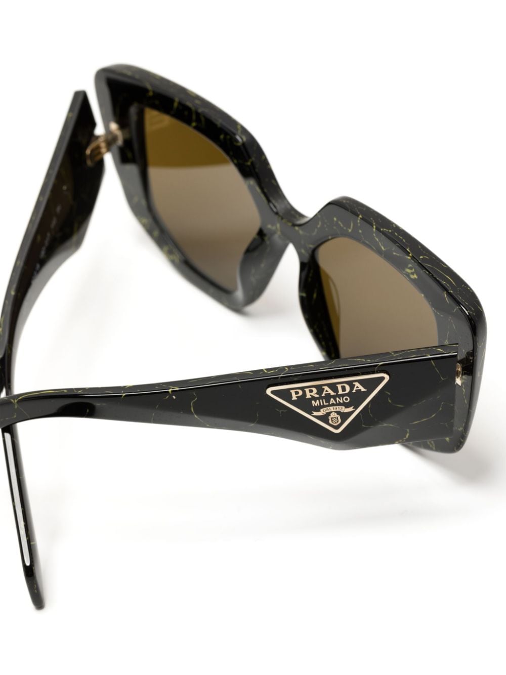 Shop Prada Marble-effect Oversized-frame Sunglasses In 黑色