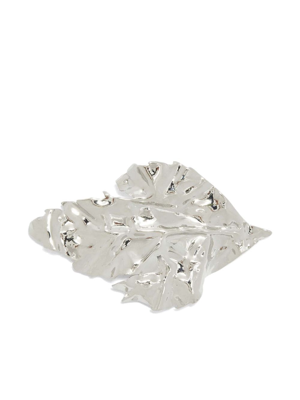 Shop Jil Sander Small Leaf-shaped Polished Brooch In Silver