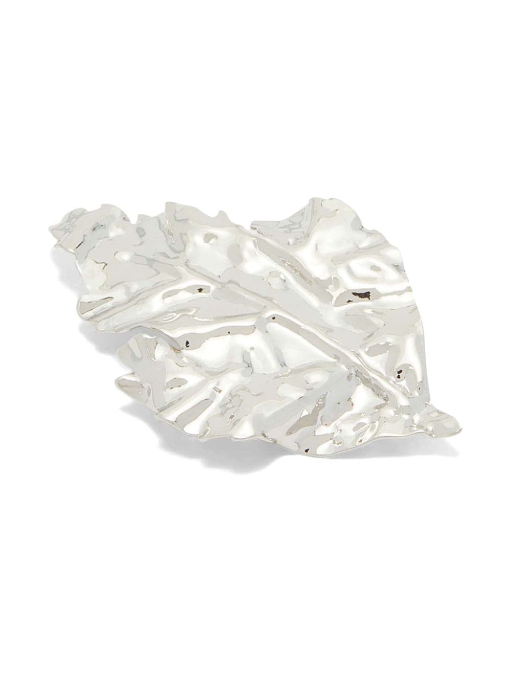 Shop Jil Sander Small Leaf-shaped Polished Brooch In Silver