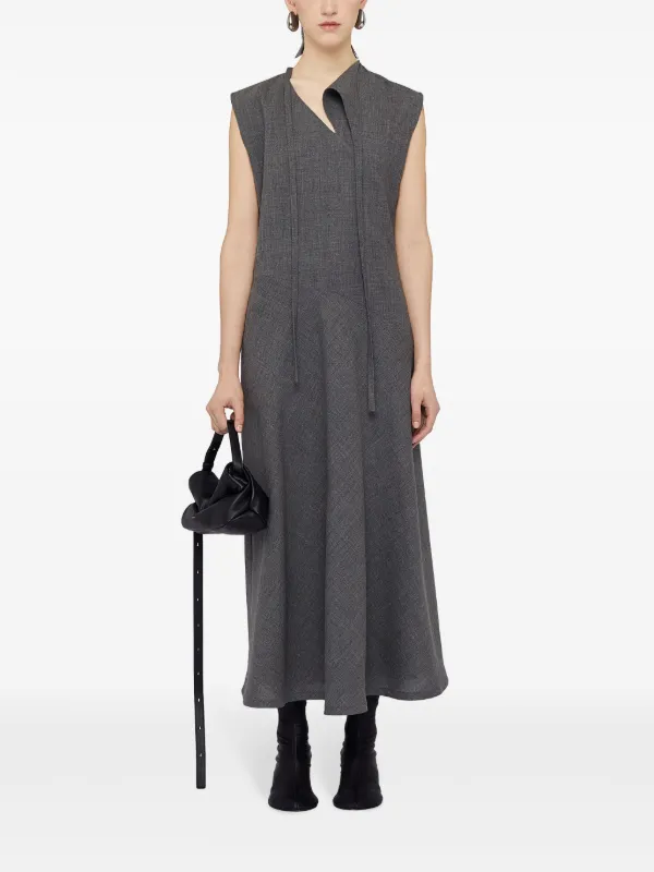 Jil Sander Asymmetric virgin-wool Midi Dress | Grey | FARFETCH