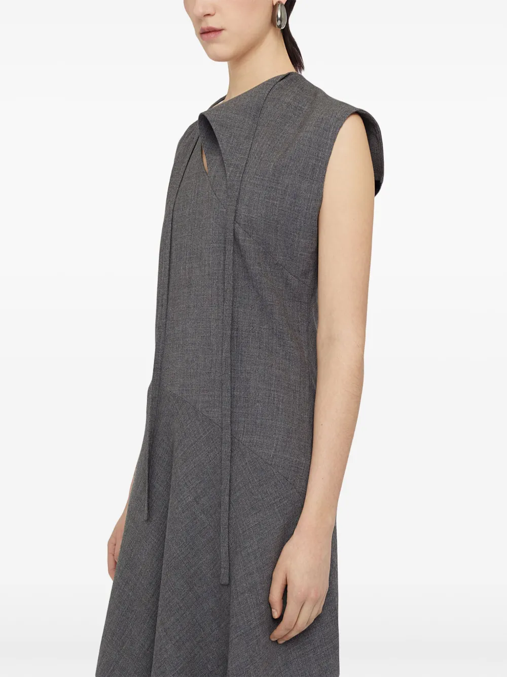 Jil Sander Asymmetrische midi-jurk van scheerwol Grijs