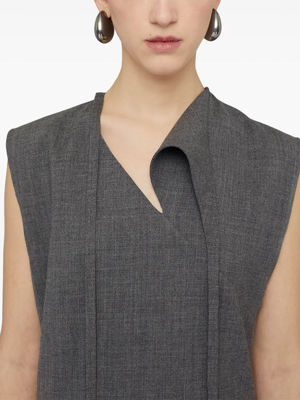 Jil Sander Asymmetrische midi-jurk van scheerwol Grijs