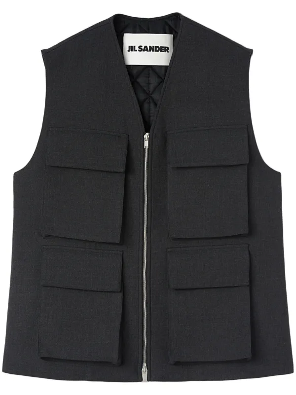 Jil Sander Twill Vest Black FARFETCH AO