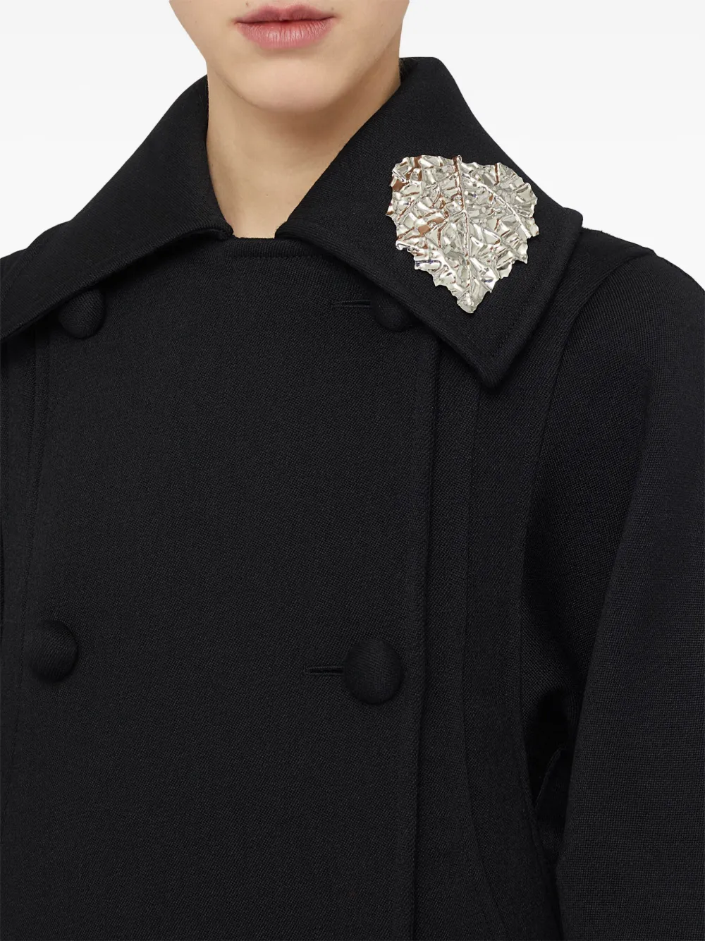 Jil Sander Oversize Leaf-shaped Polished Brooch In Silver