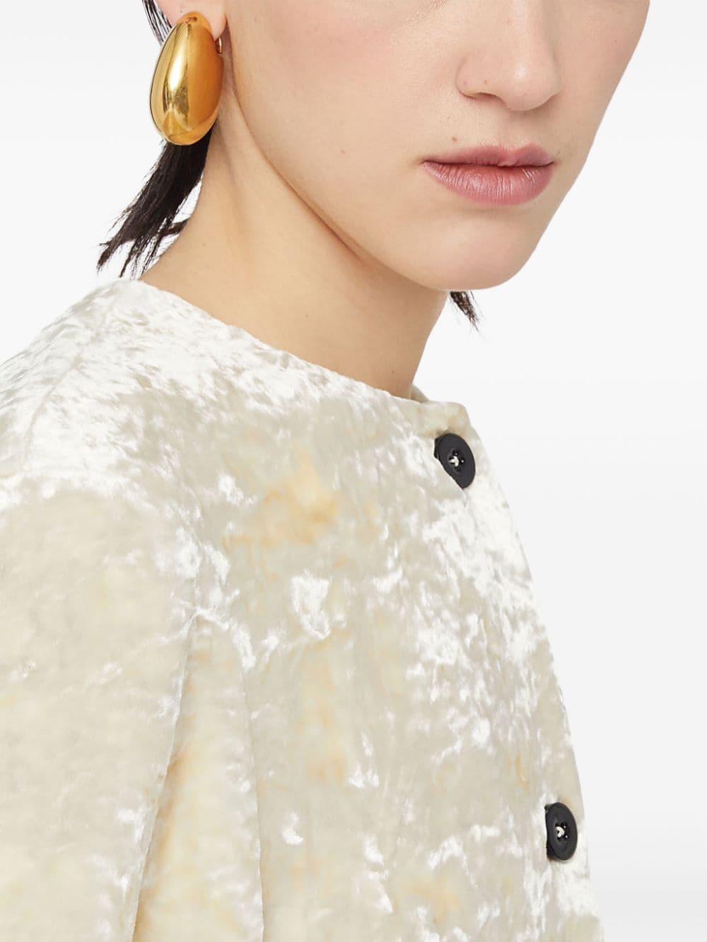 Shop Jil Sander Polished Oval Earrings In Yellow