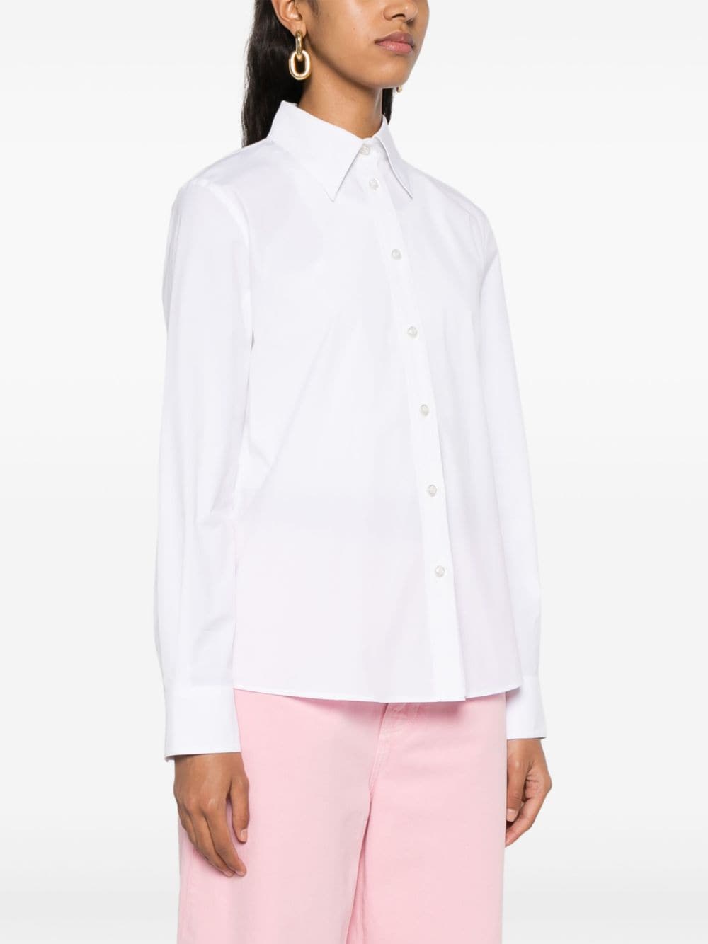 Shop Callas Milano Brooks Cotton Poplin Shirt In White