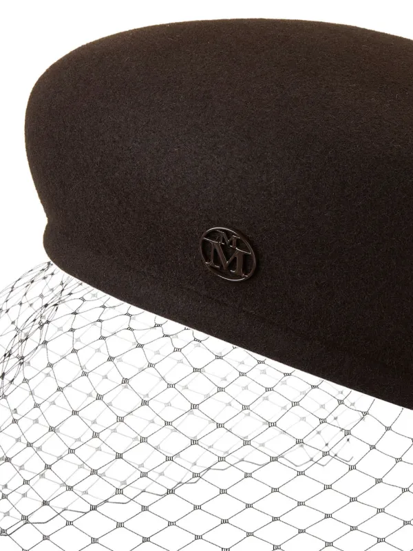 Maison Michel Bonnie Veil Beret Hat | Brown | FARFETCH MY