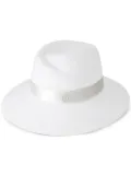 Maison Michel Virginie logo-plaque detail wool fedora - White