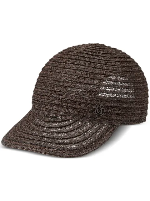 Maison Michel Tiger straw baseball cap