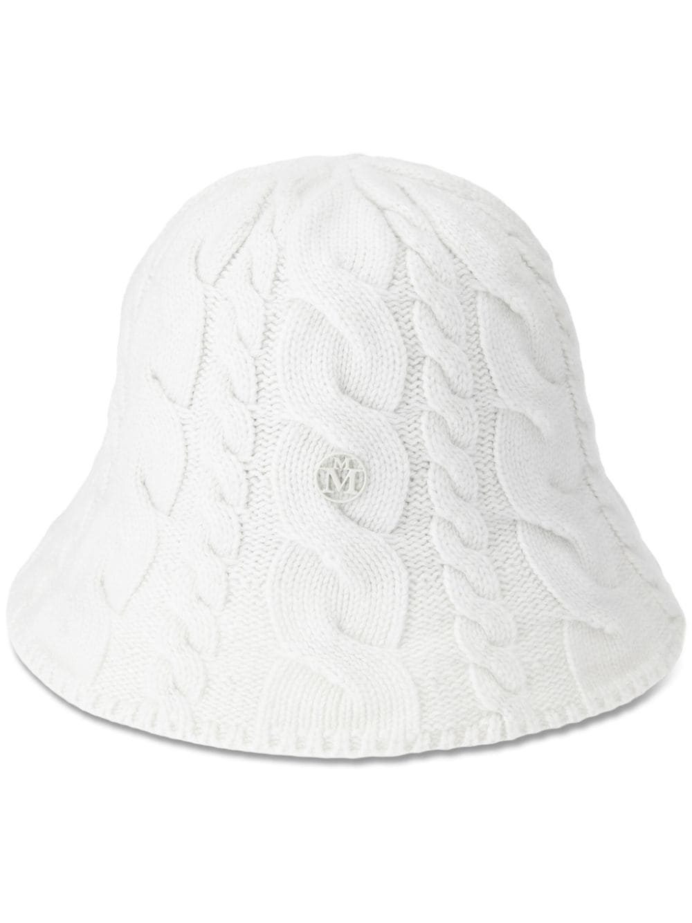 Maison Michel Clem Cable-knit Bucket Hat In White