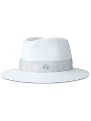 美品　maison MICHEL paris サックスブルー　ウール　ハット　Ｍ Maison Michel Paris Virginie Light Blue Fedora Hat Size M