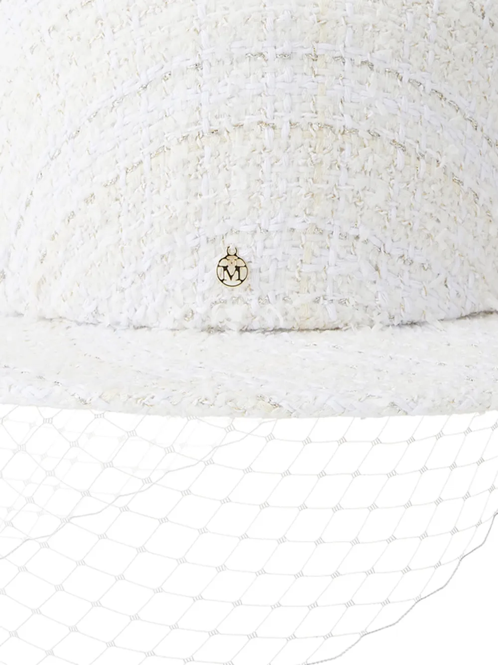 Maison Michel Kiki tweed hoed met sluierdetail Wit