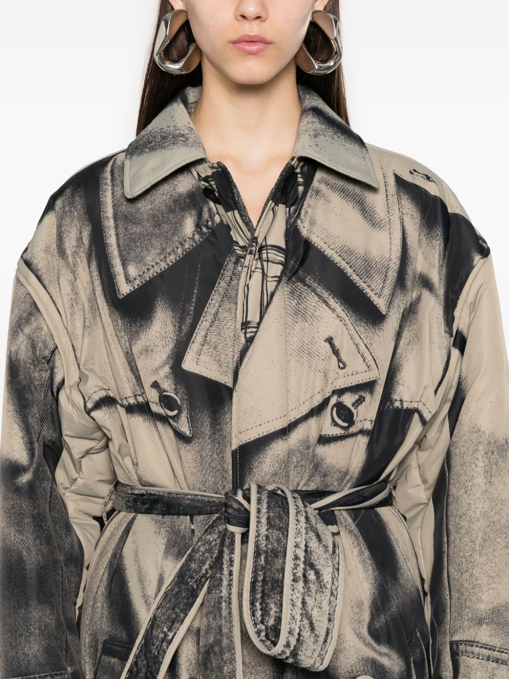 Shop Jean Paul Gaultier Trompe L'oeil Padded Coat In Neutrals