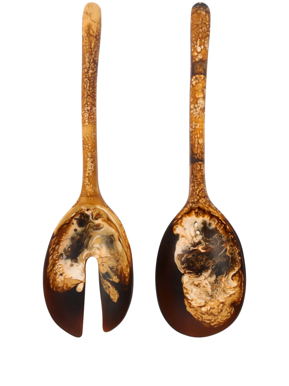 Dinosaur Designs Distressed-effect Salad Servers In Brown