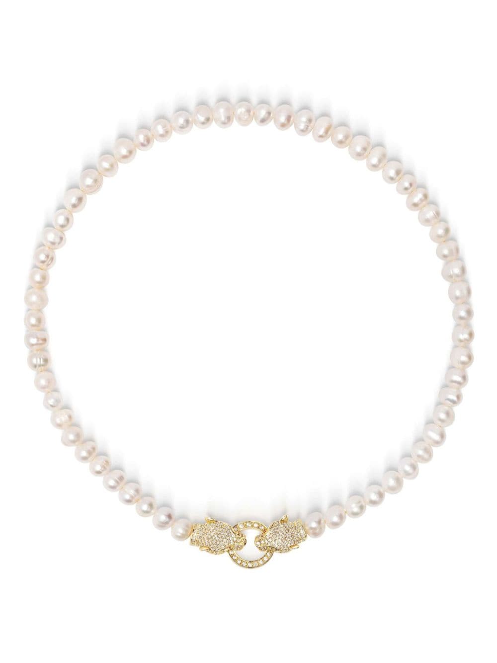 Nialaya Jewelry Panther Head Pearl-embellished Necklace In White