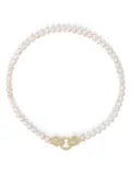 Nialaya Jewelry Panther Head pearl-embellished necklace - White