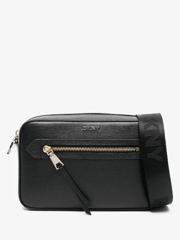 dkny black leather crossbody backpack Women's Chaya MESH LOGO Bag in Black/Black discover two inner pockets that keep your essentials organized and easily accessible DKNY Women's Zoie Camera Bag