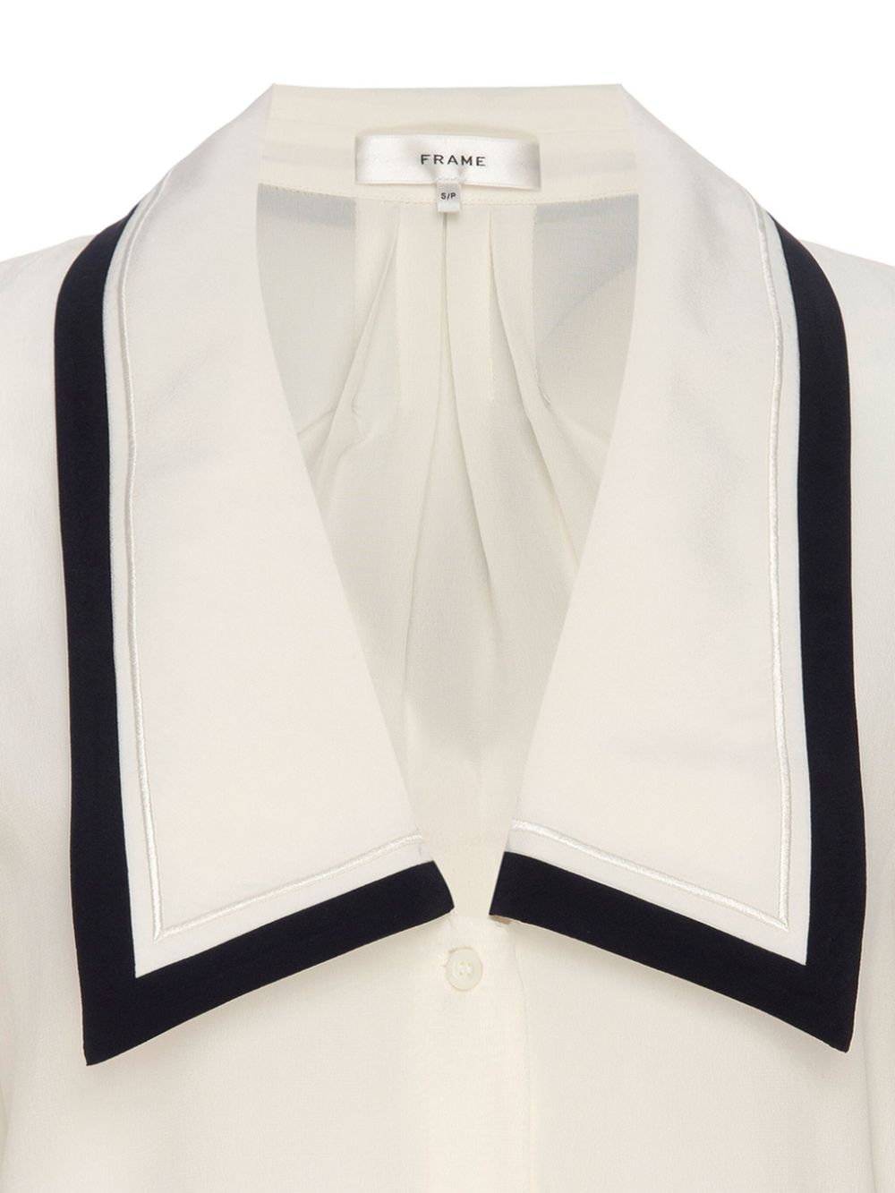 FRAME Zijden blouse met contrasterende afwerking - Beige