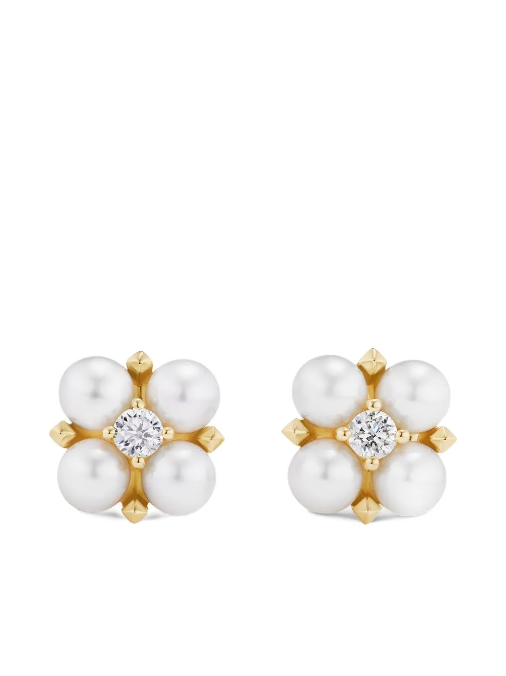 David Yurman 18kt yellow gold Petite Modern Renaissance pearl diamond stud earrings (7.8mm) | Gold | Image 1