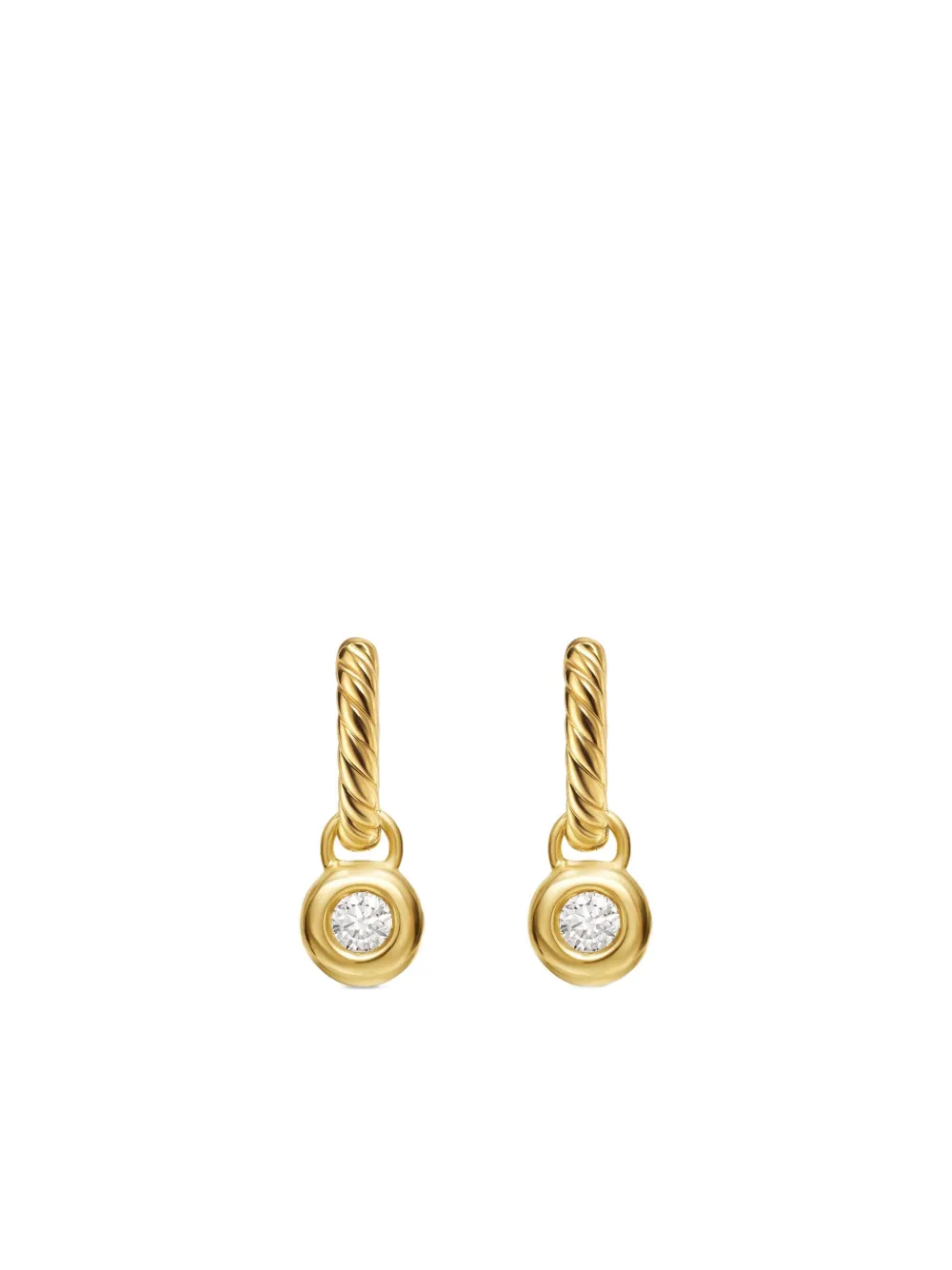 18kt yellow gold Petite Cable diamond huggie drop earrings (17.5mm)