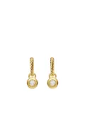 David Yurman 18kt yellow gold Petite Cable diamond huggie drop earrings (17.5mm)
