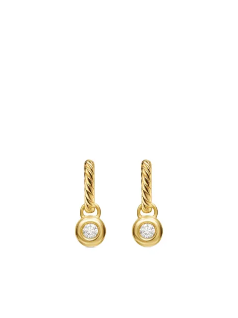 David Yurman 18kt yellow gold Petite Cable diamond huggie drop earrings (17.5mm)