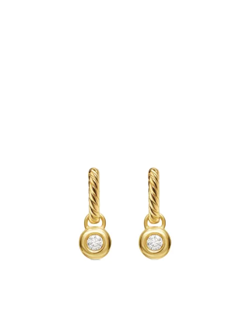 Boucles d'oreilles Petite Cable en 18ct pavées de diamants (17,5 mm) - David Yurman - Modalova