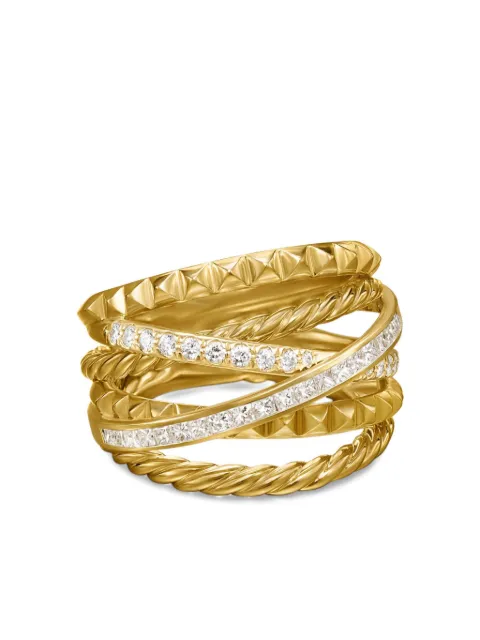 David Yurman 18kt yellow gold Crossover Trio Six Row diamond ring (7mm)