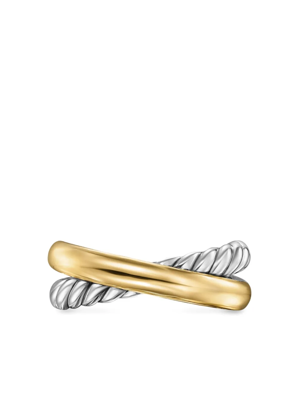 David Yurman 14kt Yellow Gold Crossover Two Row Ring (7.5mm) in Silver, view 4