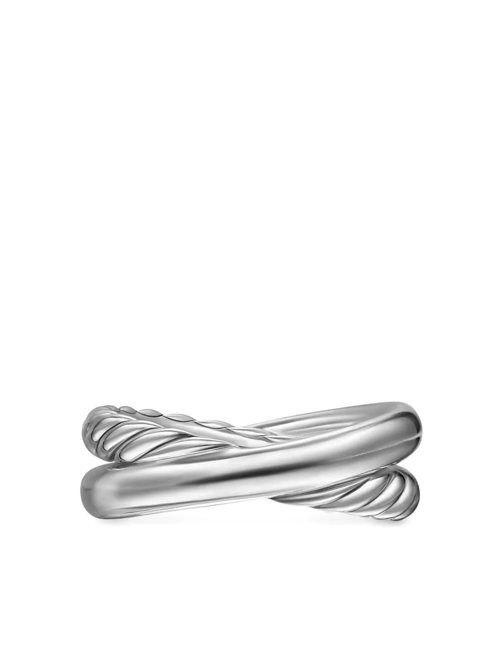 David Yurman 14kt Yellow Gold Crossover Two Row Ring (7.5mm) in Silver, view 5