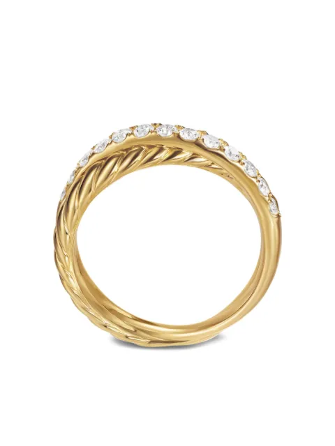 David Yurman 18kt yellow gold Crossover Two Row diamond ring (5mm)