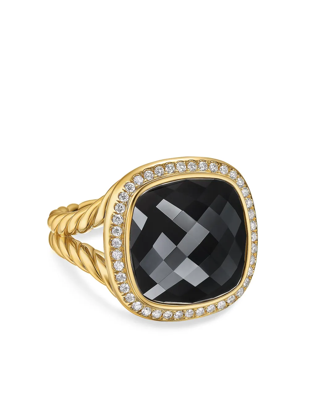 David Yurman 18kt Yellow Gold Albion Onyx And Diamond Ring In Gold