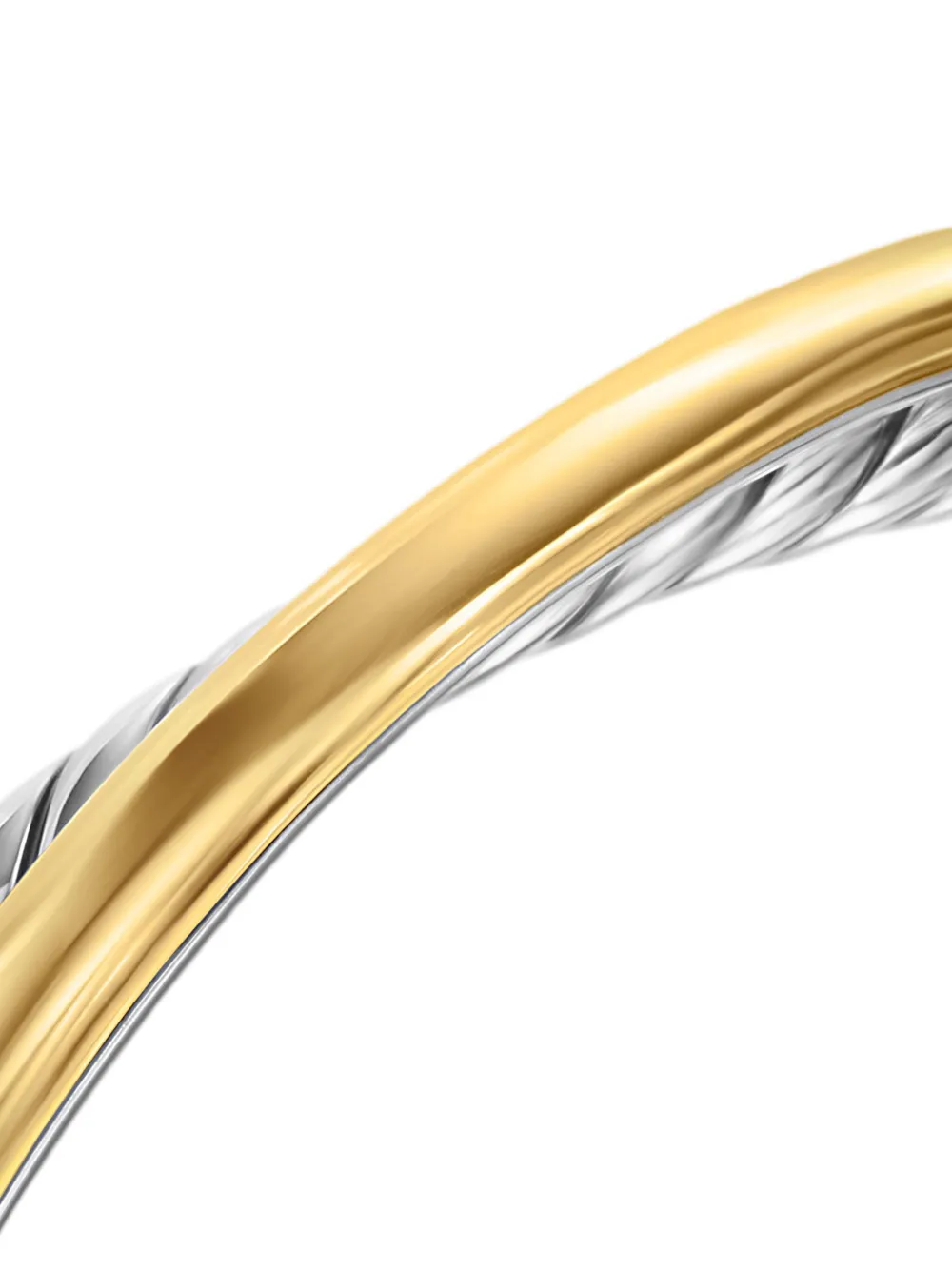 David Yurman 14kt Yellow Gold Crossover Two Row Cuff Bracelet In Silver