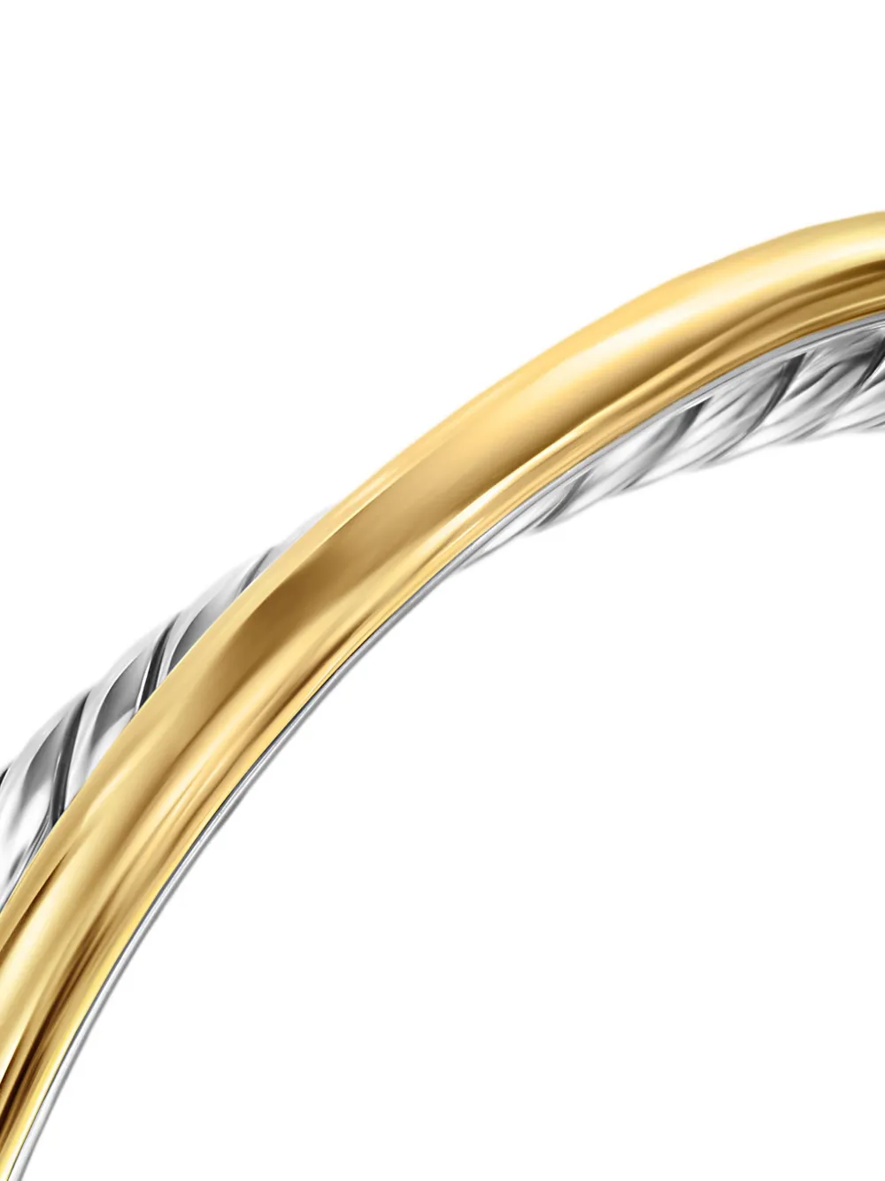 14kt Yellow Gold And Sterling Silver Crossover Two Row Cuff Bracelet (11mm)