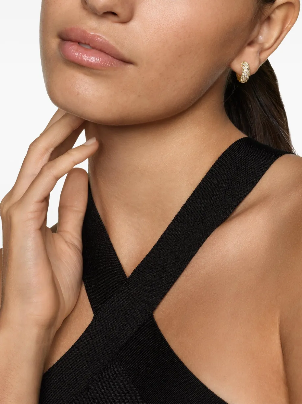David Yurman 18kt yellow gold Sculpted Cable diamond hoop earrings | Image 2