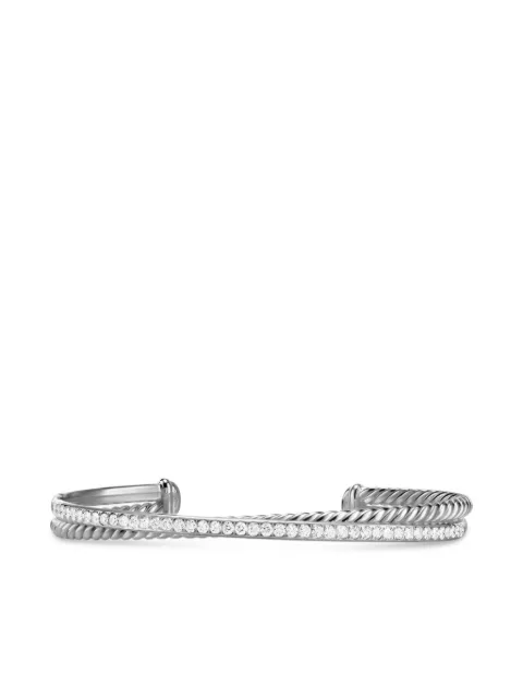 David Yurman pulsera Crossover Two Row en plata de ley con diamantes de 6mm