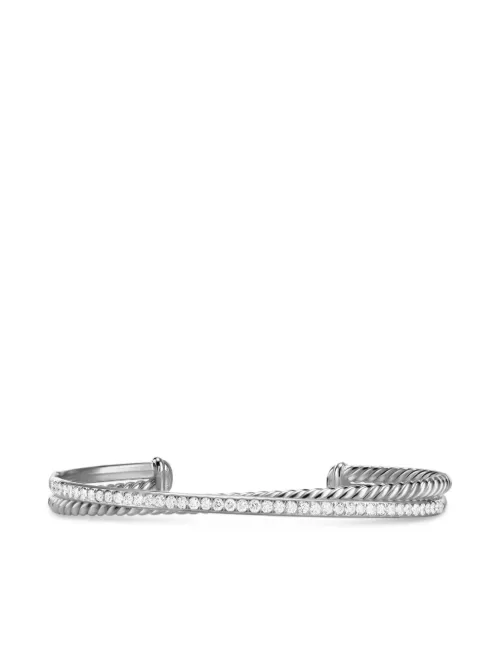 Bracelet Crossover Two Row en sterling pavé de diamants (6 mm) - David Yurman - Modalova