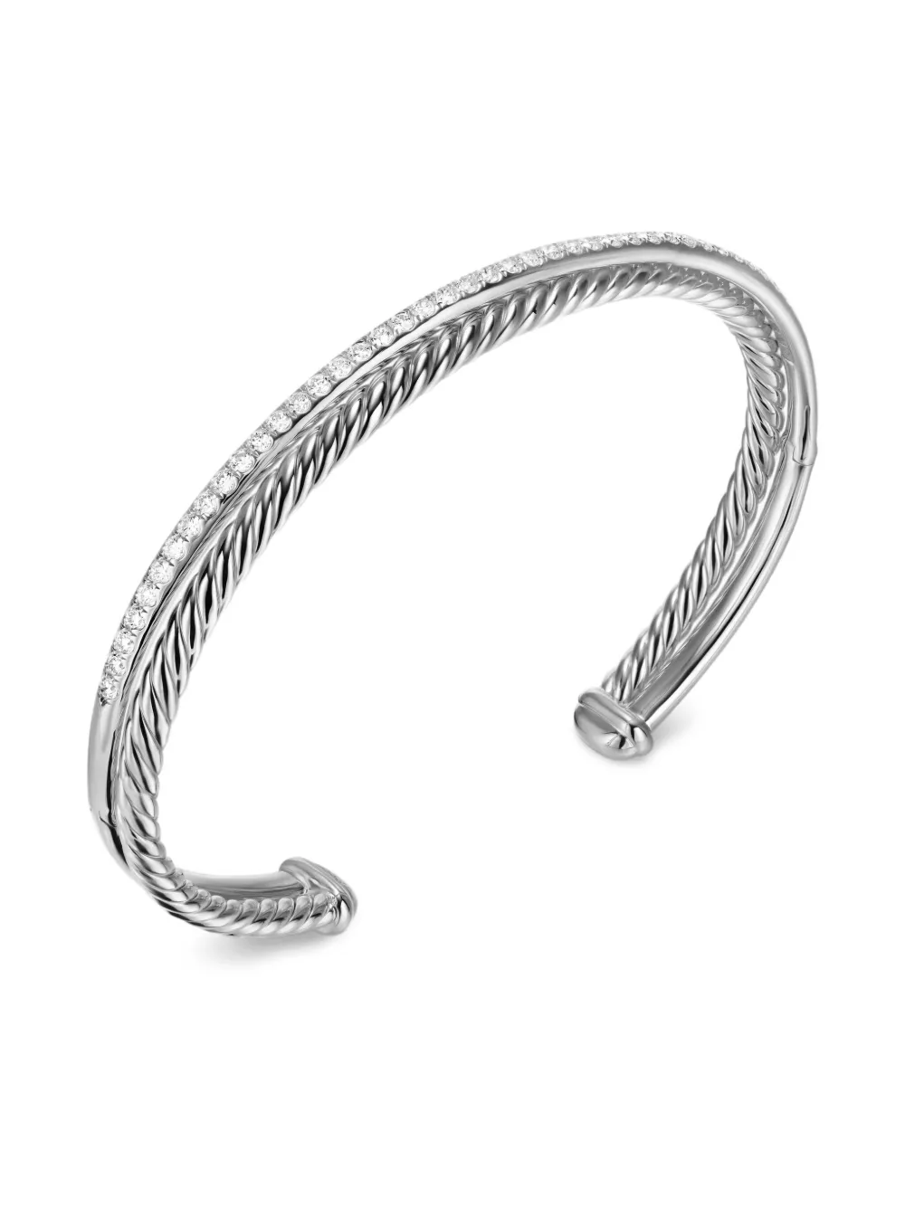  David Yurman Bracciale Crossover Two Row In Argento Sterling Con Diamanti (6mm) 