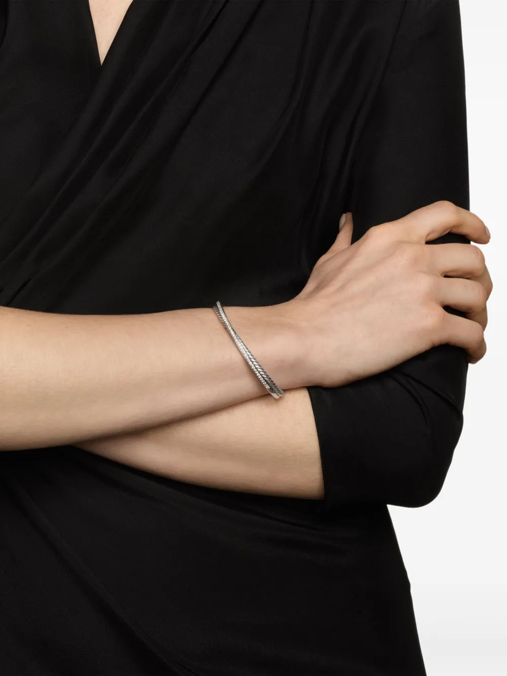 David Yurman pulsera Crossover Two Row en plata de ley con diamantes de 6mm | Image 2