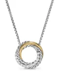 David Yurman 18kt yellow gold and sterling silver Crossover diamond pendant necklace (1.25mm)