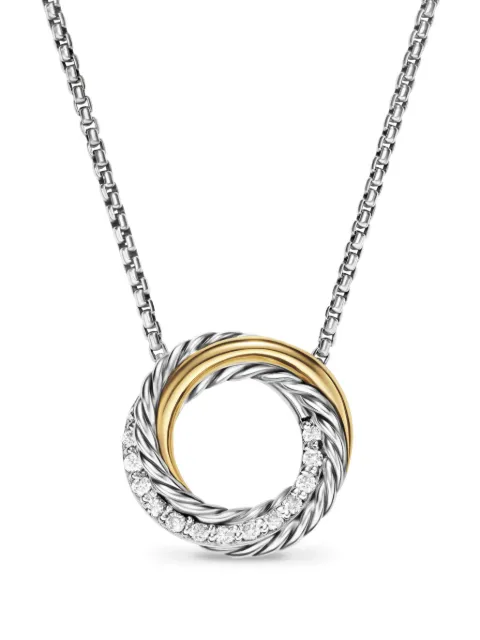 David Yurman collier Crossover en or 18ct et argent sterling serti de diamants (1,25 mm)